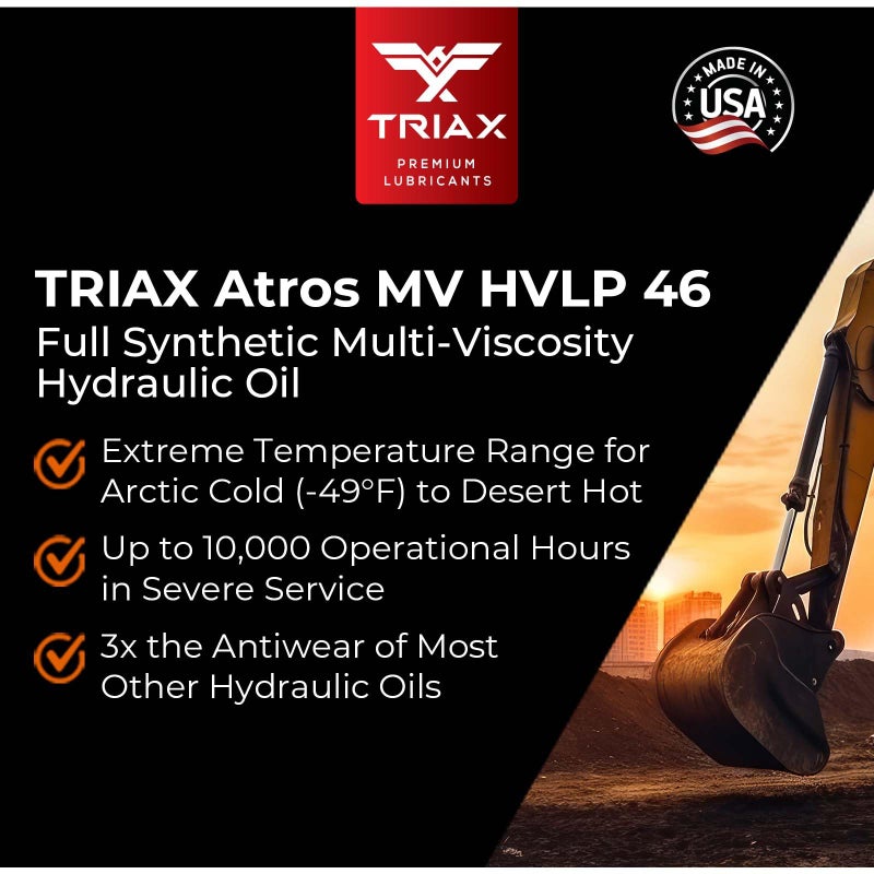 TRIAX Atros Multivis HVLP 46 Full Synthetic Hydraulic Oil, 300% Additive Anti-Wear Boost, 7,000-10,000 Hour Life, Arctic Grade -54 Cold Flow and High Temp Operations (1 Gallon) - Image 4